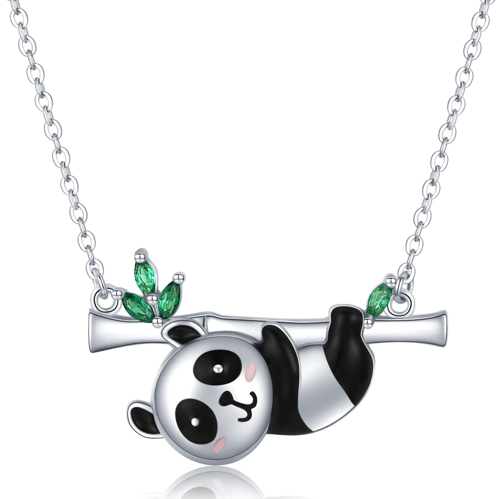 Midir&Etain Panda Necklace 925 Sterling Silver Lucky Panda Pendant Necklace Cute Animal Jewellery Panda Gifts for Women Girls Girlfriend