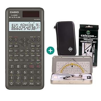 Casio FX-85MS 2 + SafeCase Schutztasche + Geometrie Set von Calcuso