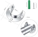 Yibaijia 4 Pack Wardrobe Pole Brackets 25 mm 1 inch Stainless Steel U Sockets view 2