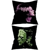 Giosve 18x18 in Set of 2 Decorative Pillowcase Halloween Gothic Couple Horror Throw Pillow Cover Gifts for Gothic Room Couch Sofa Decor, Gifts for Couples, Valentine Day (Black5)
