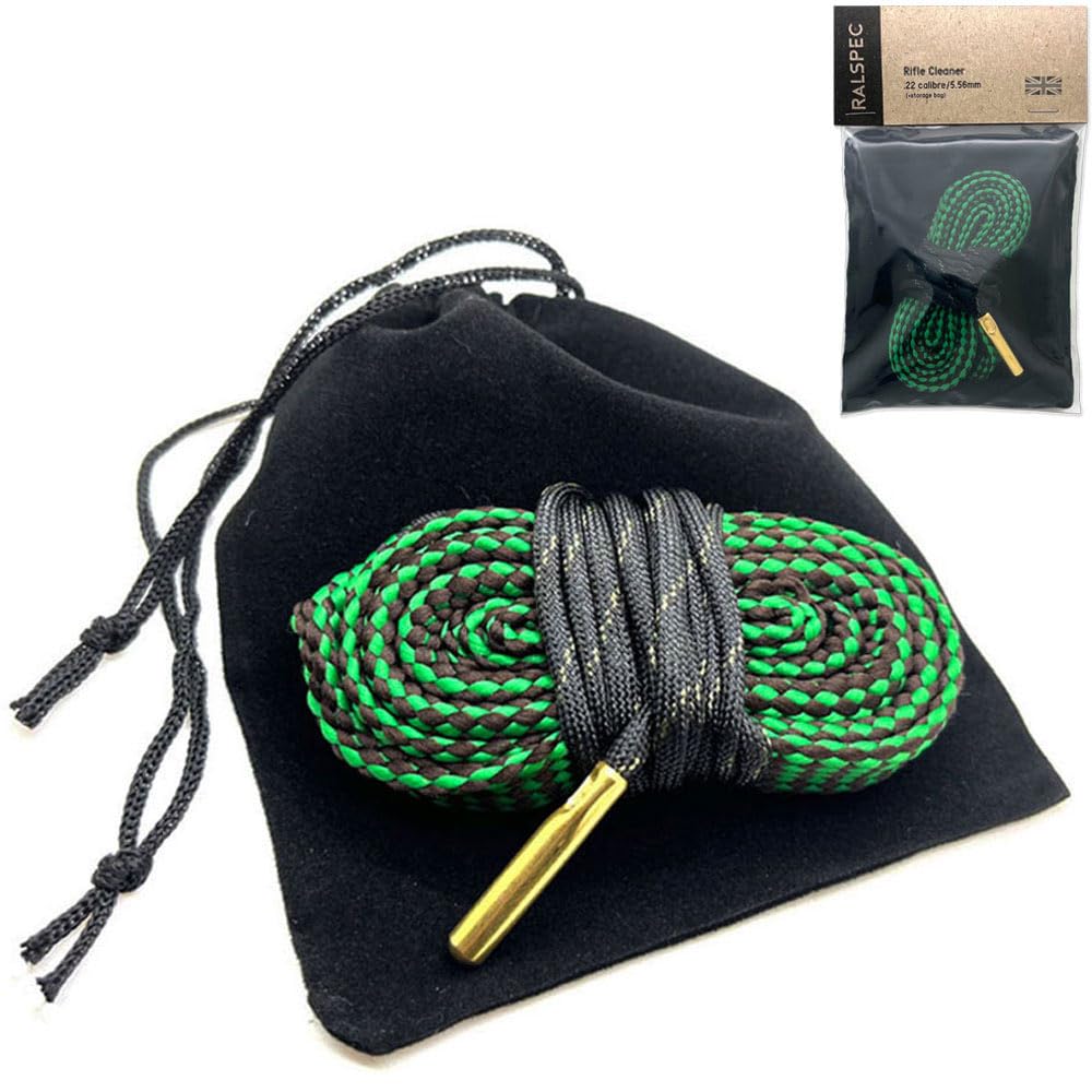 RALSPEC Rifle Barrel Cleaner .22 .223 Calibre / 5.56mm Gun Snake Bore Cleaner Pull Through Cord + Storage Bag SA80 Cal