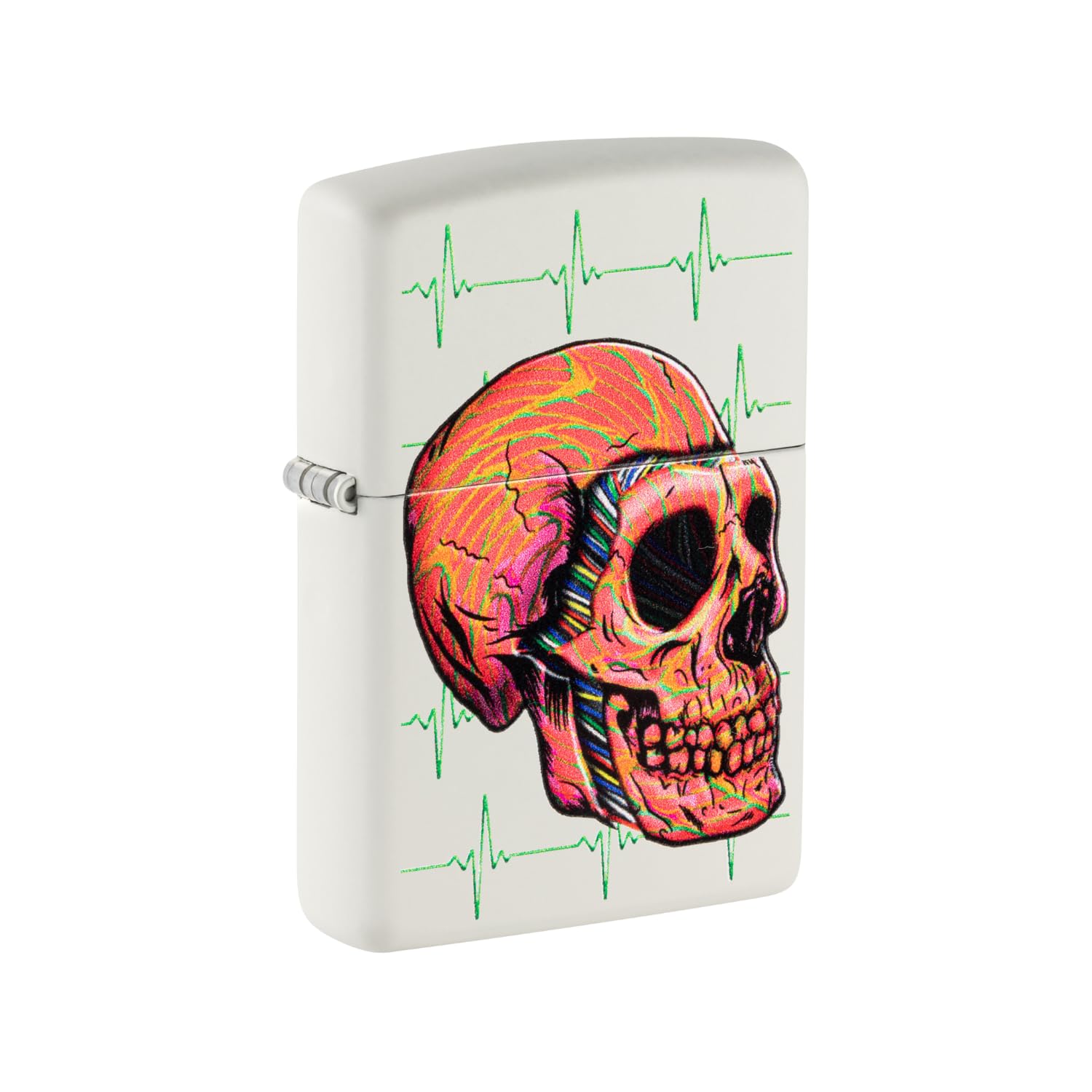 Zippo Windproof Lighter - Cyberpunk Skull - Chrome Brushed, Emblem - Refillable, Lifetime Use - Adjustable Flame - Gift Box - Metal Construction - Made in USA