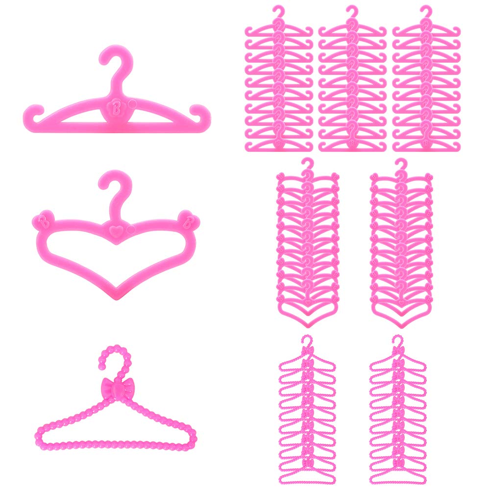 Miunana 70 Pcs Doll Hangers Set Clothes Hangers Kit for 11.5 Inch Girl Dolls Wardrobe Closet Accessories