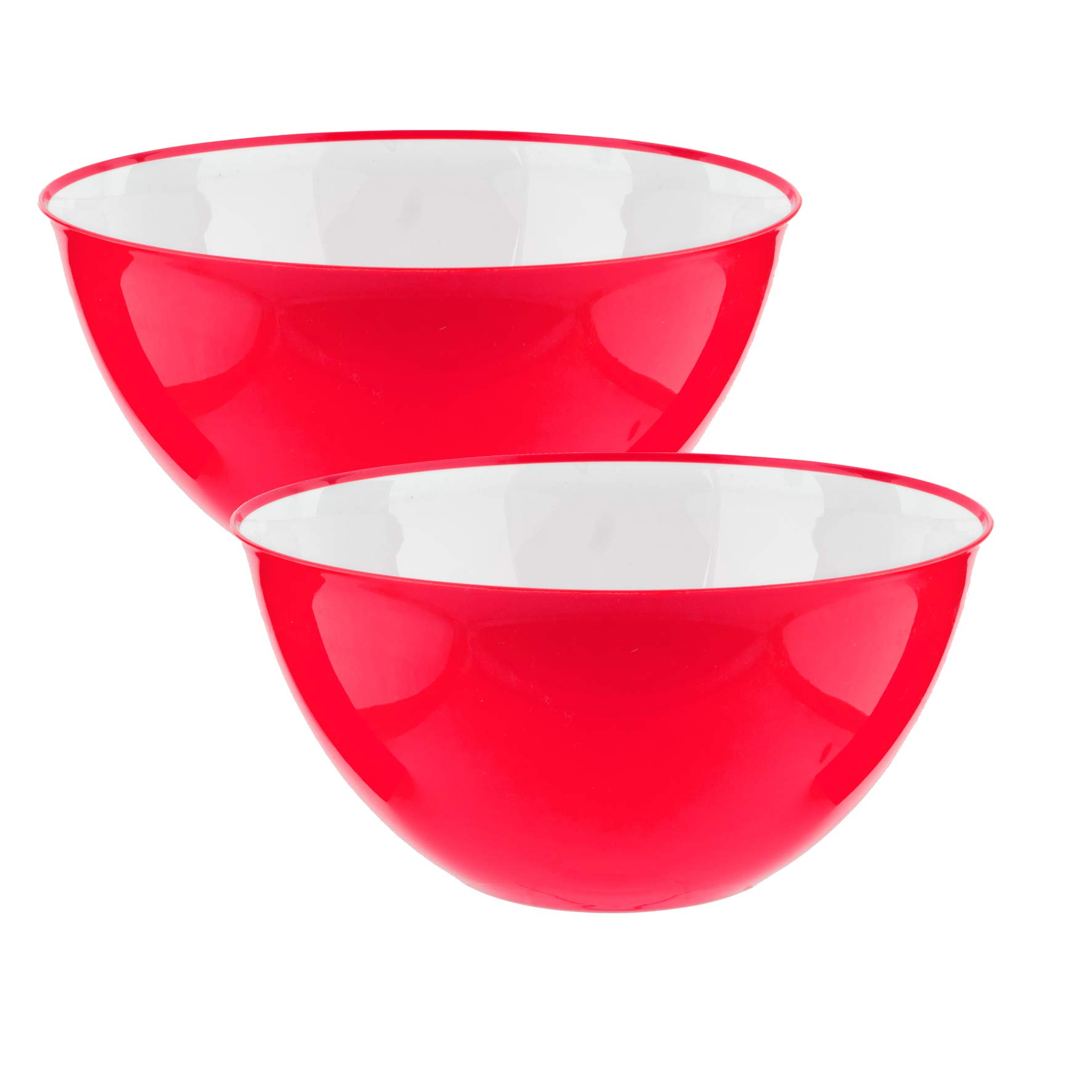 HOMESHOPA Large Salad Bowl Set of 2 Pink 25 cm, Unbreakable & Lightweight Reusable Plastic Serving Bowls, Microwave, Dishwasher & Freezer Safe, BPA Free Kitchen Tableware Big Mixing Bowls