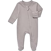 Aablexema Baby Pajamas Organic Cotton Zipper Outfit Newborn Infant One-Piece Footies with Mitten Cuffs