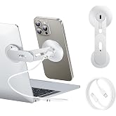 MAGDIGITEH Laptop Phone Holder, Magnetic Phone Stand 15W Fast Wireless Charger for MagSafe for iPhone 17/16/15/14/13/12 & All