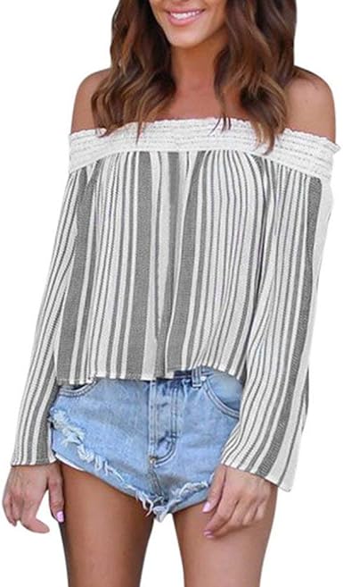 Mujer Camisas Verano Elegante Chiffon Manga Larga Blusa De ...