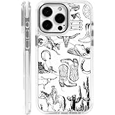 Case for iPhone 16 Pro Max Clear,Compatible with MagSafe,Anti-Scratch Magnetic Case,Western Collage Cowboy Black
