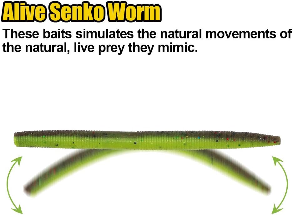 XFISHMAN Senko Worms Bass Fishing Lure Kit 30 pk Wacky Rig Worms Soft Plastic Stick Baits 4" 5" inch (Senko Worms (4in, 5 Colors, 30pcs)) : Sports & Outdoors