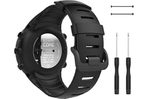 MoKo Suunto Core Watch Band, Classic Replacement Soft Wrist Band Strap with Metal Clasp for Suunto Core Smart Watch, Fits 5.51"-9.06" (140mm-230mm) Wrist, All Black