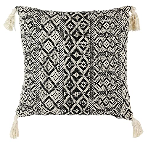 HOME DECO FACTORY TX8516 Ethnique Pompons Beige 40X40cm Decoration Textile D'Interieur Coussin, Coton