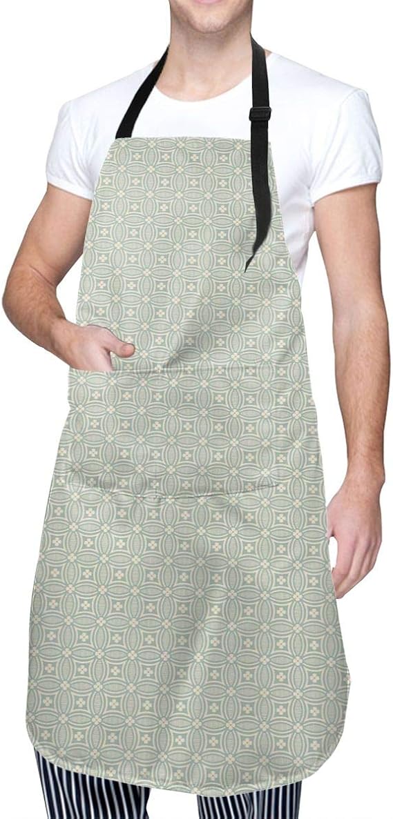 COFEIYISI verstellbare Küchenschürzen,Altmodisches Mosaikfliesenmuster