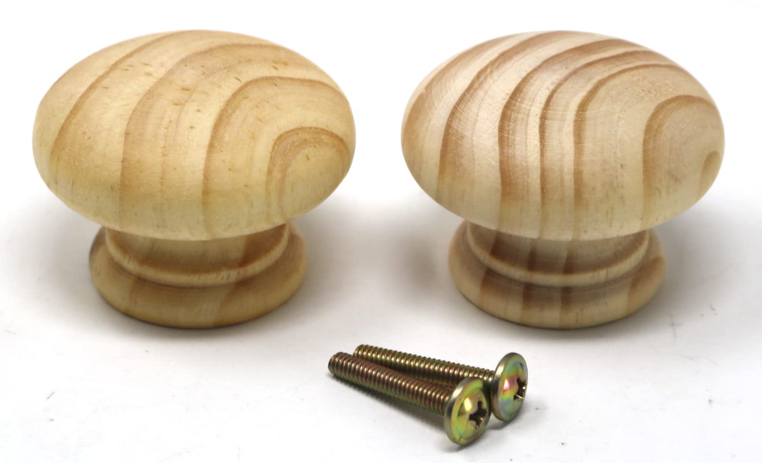 fiXte 2 x Natural Wood Cupboard Cabinet Door Knob Pine Wooden Unlacquered Handle 50mm (2")