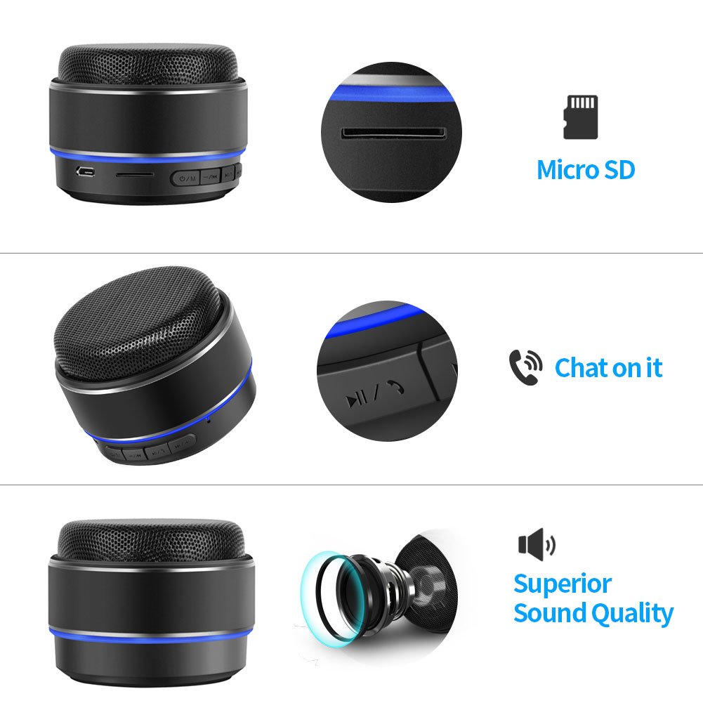 Bluetooth Speaker, Hcman wireless speakers with bluetooth 4.1,Built-in Mic for Hands-Free, SD/TF Card Slot for iPhone iPad PC Cellphone - Black