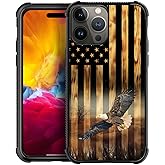DAIZAG Compatible with iPhone 15 Pro Max Case,All-Round Protection Shockproof Anti-Scratches TPU Cover,Cases for Man Woman-Flying Eagle American Wood Grain Flag