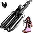 3 Barrel Curling Iron 1 Inch Hair Waver Curling Wand Hair Crimper Tourmaline Ceramics 3 Barrels Hair Waver Heat Up Quickly Me