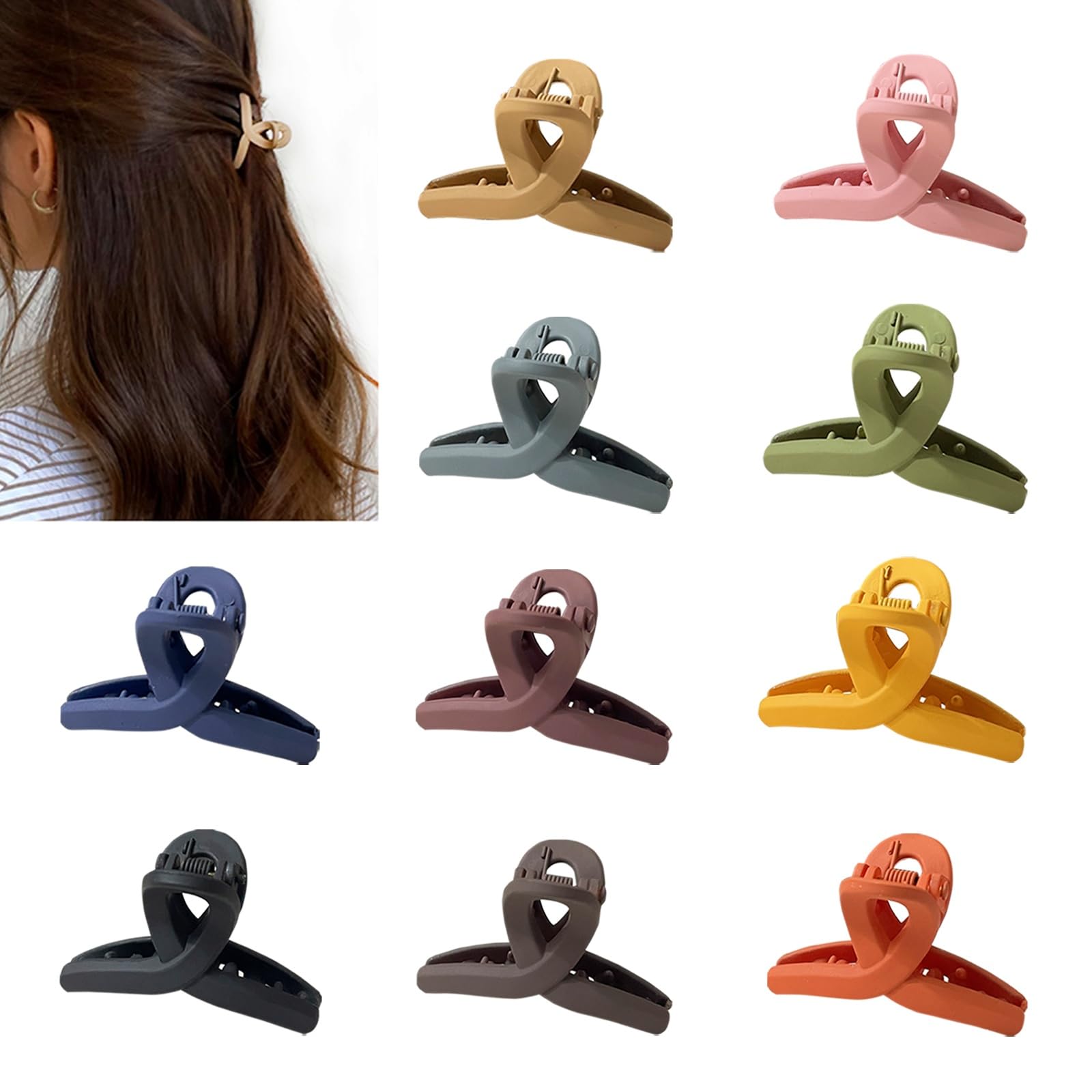 Photo 1 of 10 Pack Small Hair Clips for Thin/Medium Fine Hair/Bangs, 1.5 Inch Matte Small Claw Clips, Non-Slip Mini Jaw Clips with Gift Box