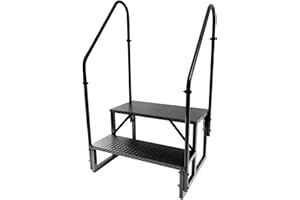 FRUYYZL Hot Tub Steps Outdoor, 2 RV Steps with 2 Handrails Update 3.0, Portable RV Stairs, Truck Camper Steps Stool Ladders for Travel Trailers, 5th Wheel, Motor Home, Spa, and Porch