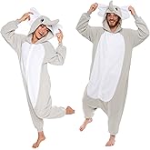 Funziez! Adult Onesie Halloween Costume Animal Dinosaur Shark Unisex Plush One Piece Cosplay Suit for Adults, Men and Women