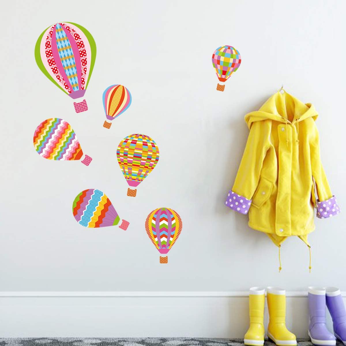 Bebe Puericulture Decalmile Stickers Muraux Colore Montgolfiere Autocollant Decoratifs Enfants Decoration Murale Chambre Bebe Pepiniere Fille Chambre Stickers Muraux