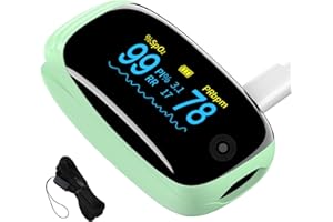 ACMC Fingertip Pulse Oximeter with Respiration Rate Monitoring, PI & RR Measurements, Rechargeable Blood Oxygen Monitor with Heart Rate and Fast Spo2 Reading, Pulse Ox with OLED Display, 6 View Modes & Auto-Rotating Screen (Green)
