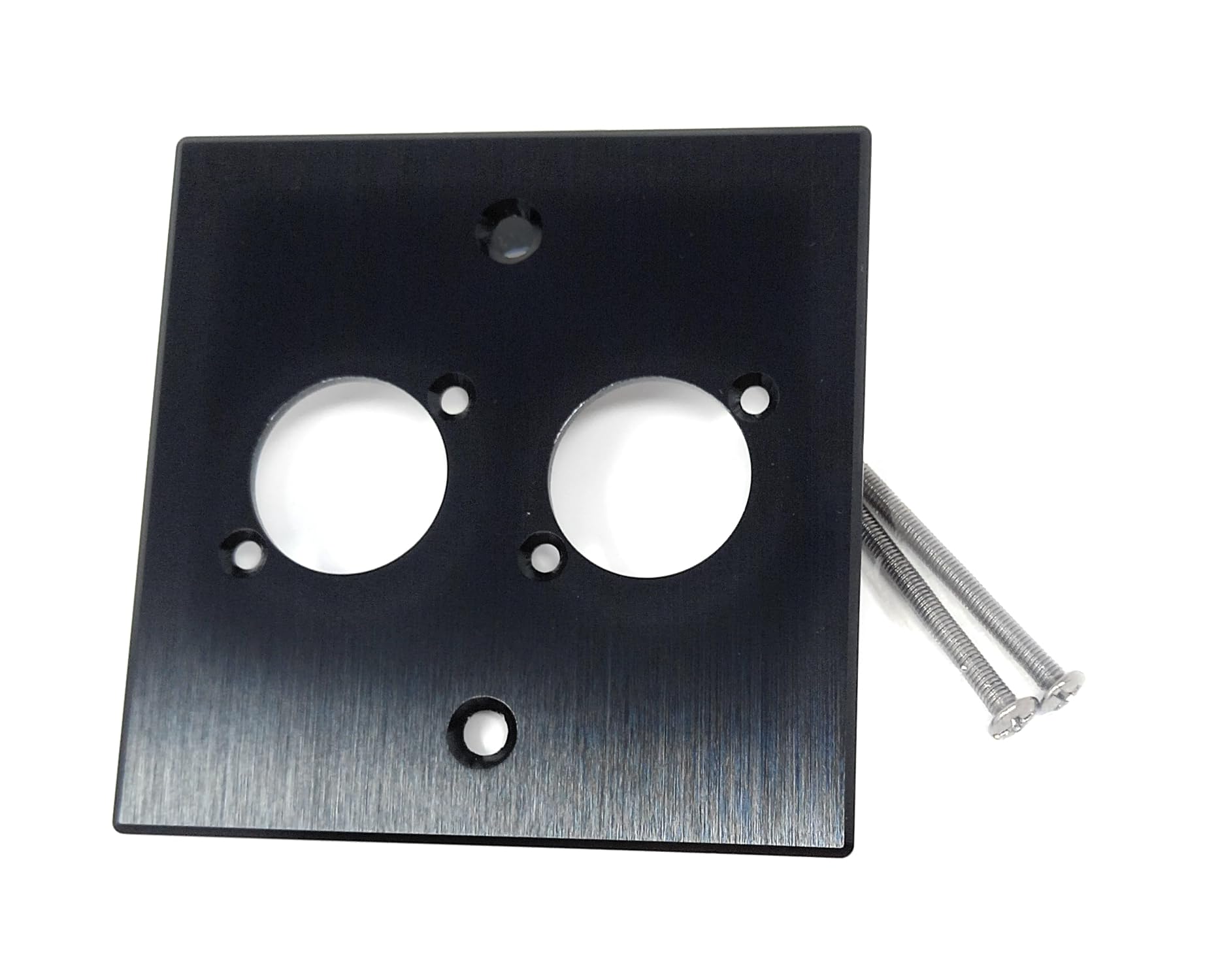 Brushed Aluminium Wall Plate, 86x86mm, D-Series Hole, Compatible with Neutrik, HDMI, USB, RJ45, BNC, RCA, XLR Wall Faceplates (2 Holes)