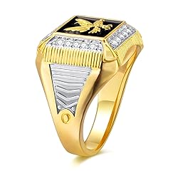 DOHAOOE Men's 14K Gold Eagle Band Ring Cubic
