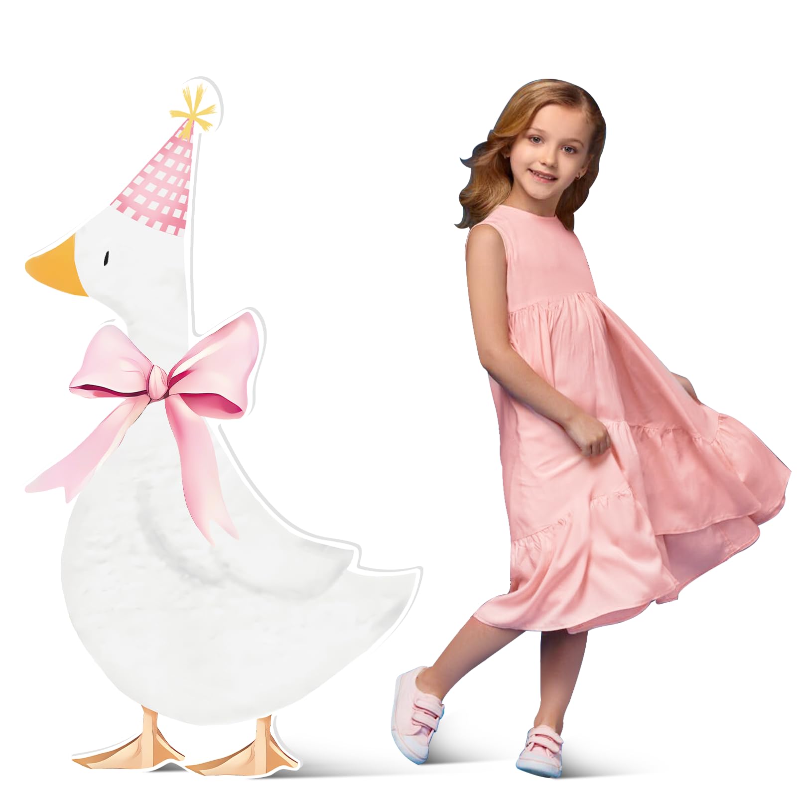 Photo 1 of **BEND DAMAGE**4 Feet One Silly Goose Party Decoration 1st Birthday Silly Goose Cardboard Cutout Standup Photo Props Party Back Drops for 1st Birthday Baby Shower Party Supplies (Pink)