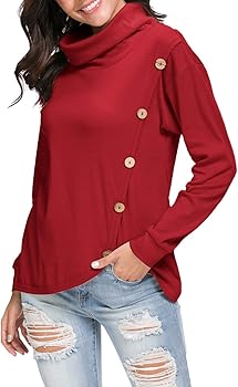 Levaca Womens Casual Cowl Neck Fall Long Sleeve Tunic T Shirt Blouse Burgundy L At Amazon Women S Clothing Store