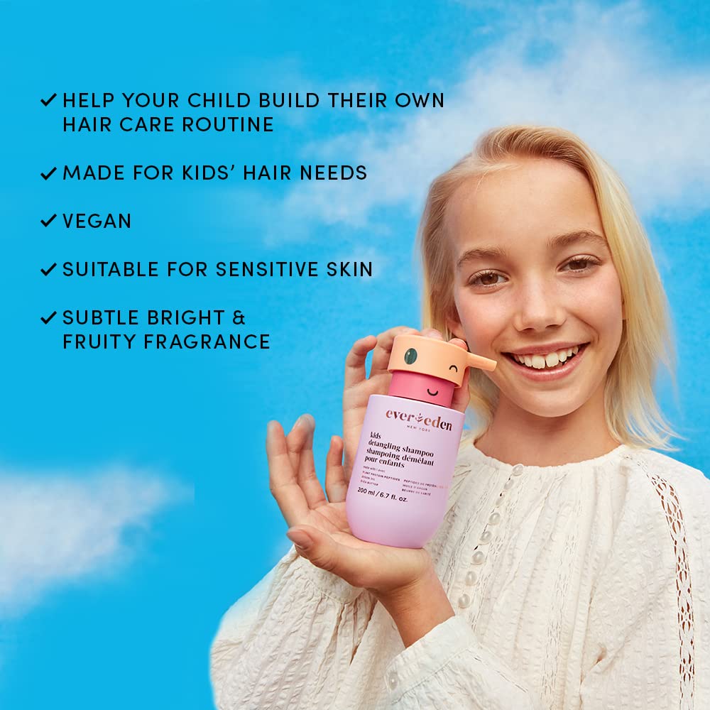 Evereden Kids Shampoo | Tear-Free Detangling Shampoo for Girls with Curly or Straight Hair | Clean, Non-Toxic, and Gentle Haircare | Sulfate-Free, Hypoallergenic, Safe for Daily Use | 6.7 fl oz