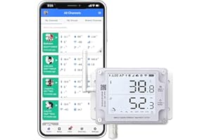 UbiBot GS1-A Smart WiFi Thermometer Hygrometer, IP65 Temperature & Humidity Data Logger, Device Sharing, Scheduled Reports, Multiple Alerts, Local Deployment, Alexa/IFTTT (2.4GHz WiFi)