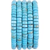 BEADIA Natural Blue Turquoise Spacer Beads Caps Loose Semi Gemstone for Beading Jewelry Making 6mmx3mm 38cm