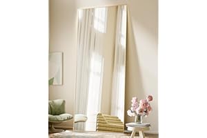 BEAUTYPEAK Full Length Mirror, 71"x28" Standing Hanging or Leaning Against Wall Floor Mirrors Body Dressing Wall-Mounted for Living Room, Bedroom with Aluminum Alloy Thin Frame, Gold