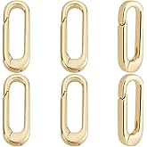 Beebeecraft 6Pcs Jewelry Spring Clasp 18K Gold Plated Brass Small Oval Spring Gate Ring Carabiner Connector for Necklace Bracelet Jewelry Making