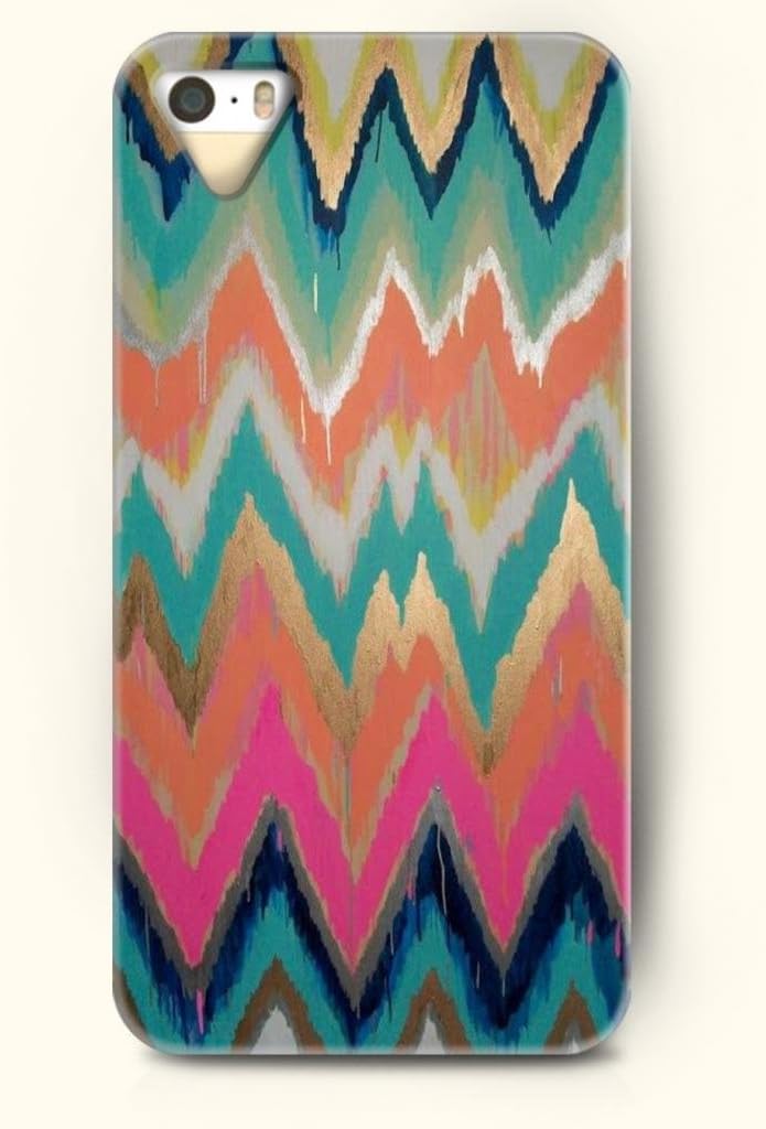 OOFIT Aztec Indian Chevron Zigzag Native American Pattern Hard Case for Apple iPhone 5 5S ( iPhone 5C Excluded ) Colorful Native American Aztec Triangles Zig Zag