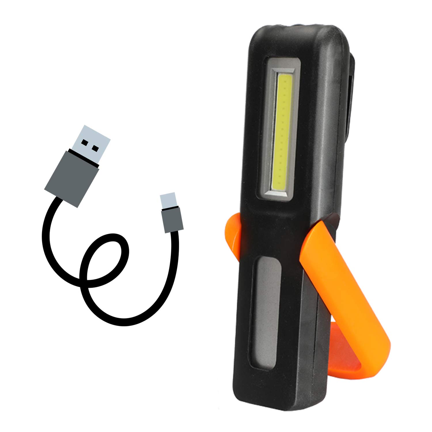 Three trees LED Cordless Work Light COB Rechargeable Portable Hand Held Work Lamp With Hanging Hook, Magnetic Holders, 1200mAh Charging, Multifunction Flashlight (orange)