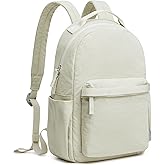 G4Free Small Nylon Backpack for Women Men, Lightweight Backpack Daypack for Travel Work Hiking, Beige