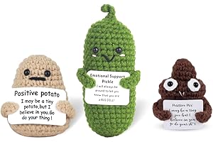 WSMELON Emotional Support Pickled Cucumber Handmade,Funny Positive Pickle,Positive Potato,Positive Poo Knitted Wool Doll,Graduation Gifts,Birthday Funny, Unique Inspirationa Gifts for Women