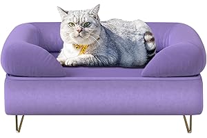 Yoonnie room Dog Couch,Cat Sofa,Puppy Bed, Dog Chair for Small Pet,Pet Sofa, Wooden Frame and Velvet Fabric,Cat Couch for Small Cats&Dogs &Puppy Rest,Purple
