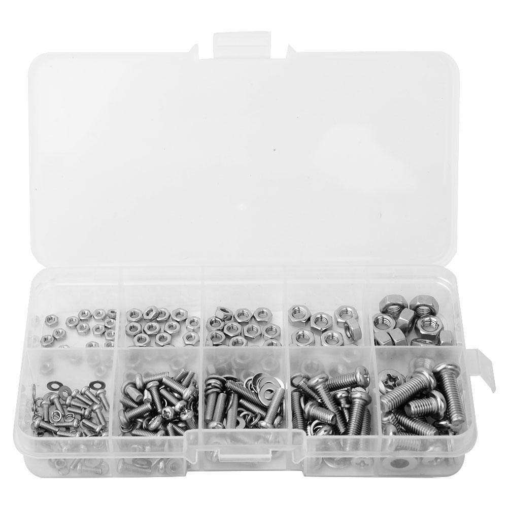 Bolt Set, 240 Pcs Cross Bolt Nut Gasket Set M2 M2.5 M3 M4 M5 Stainless Steel Fastening Tool Set Includes Different Sizes of Fastening Tool