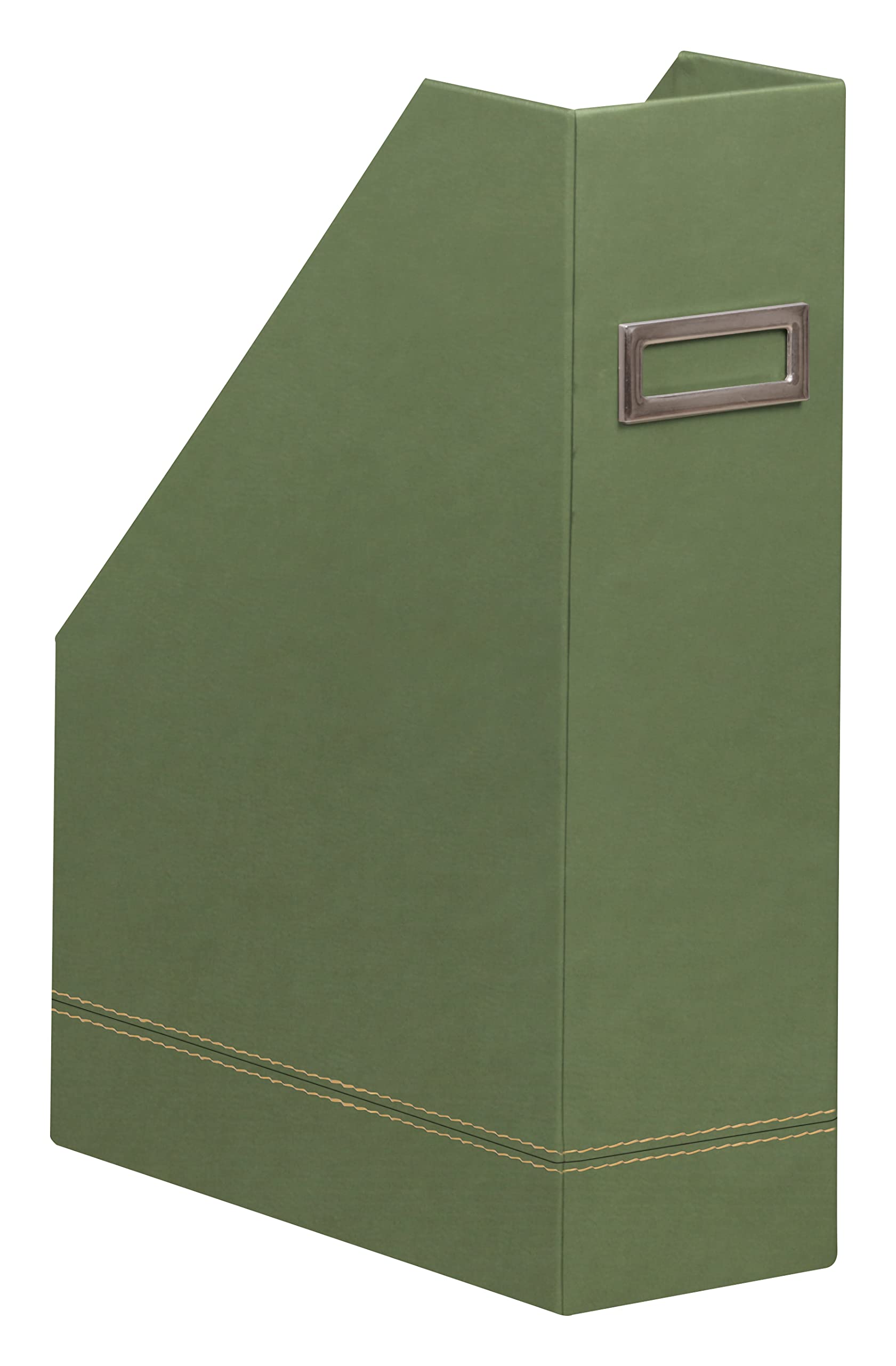 RHODIA 194546C - Sage Magazine Rack - 10x25x31 cm - Orange Saddle Stitching - Faux Leather Exterior - Home Office Collection Rhodiarama - Office Organization & Designer Storage