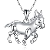 Yorkie Dog Wolf Donkey Ladybug Cross Necklace 925 Sterling Silver Animal Pendant for Women Lovers Jewelry