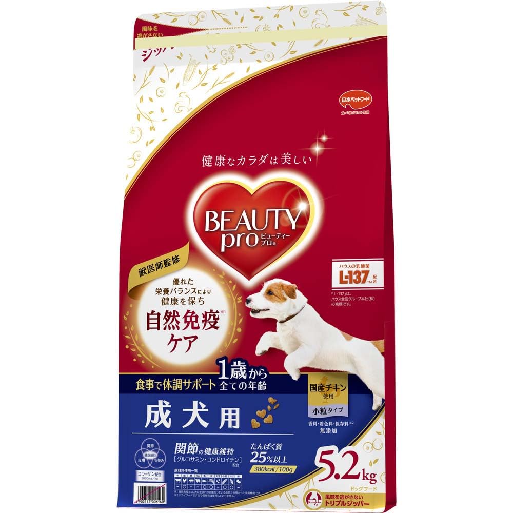ビューティープロ　ドッグフード　　成犬用　1歳から　チキン味　5.2kg　【獣医師監修】　【国産】　【大容量】商品画像