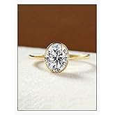 Dulin 1ct/2ct/3ct Oval Engagement Ring for Her 14K Gold Plated Sterling Silver with Cubic Zirconia Minimalist Wedding Gift for Wife Valentine's Day Anniversary Promise