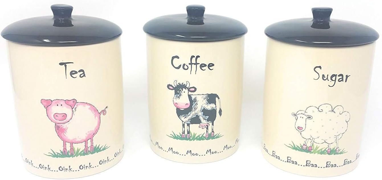 animal tea coffee sugar jars