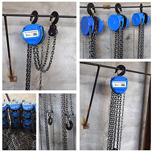 2 Ton 4000Lbs Capacity Manual Hand Engine Lever Block Chain Hoist Pulley Tackle Hoist Winch Lift W/Hook, 10FT Lift, Heavy Duty Alloy Steel, Blue (2 Ton)