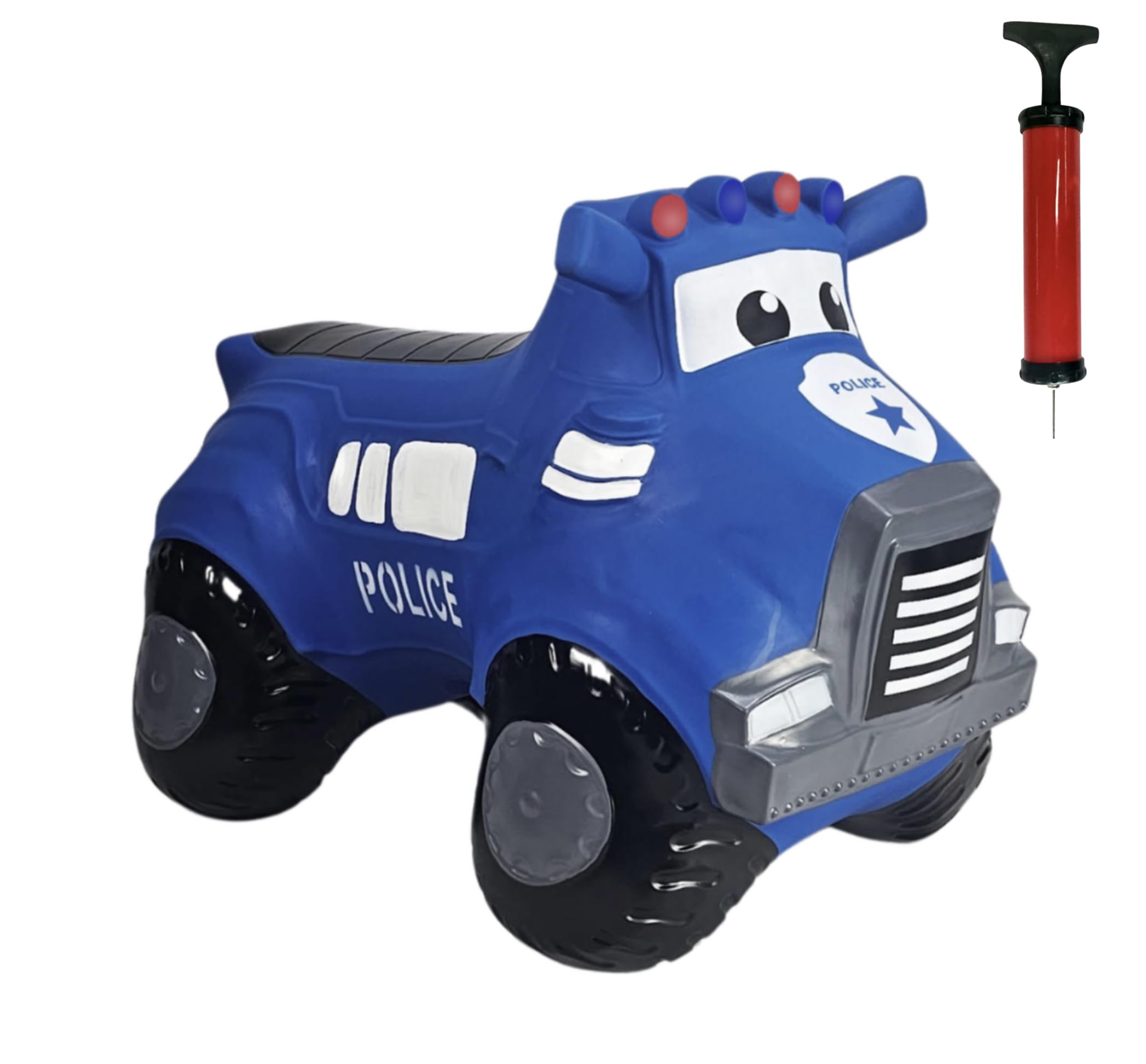 Happy Hopperz Police 'Patrol Squad' Truck Toy - Blue - Free Pump & One Way Valve - Indoor/Outdoor Space Hopper for Kids 12 Months to 5 Years - Ideal as Baby Balance Bike for 1-3 Year Olds