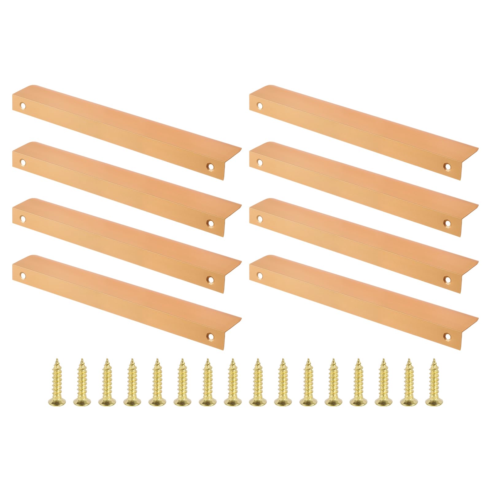 PATIKIL Mount Finger Edge Pull, 8 Pack 200mm/7.87" Aluminum Alloy Concealed Handle Cabinet Edge Pulls with Screws for Home Kitchen Furniture Door Drawer, Gold