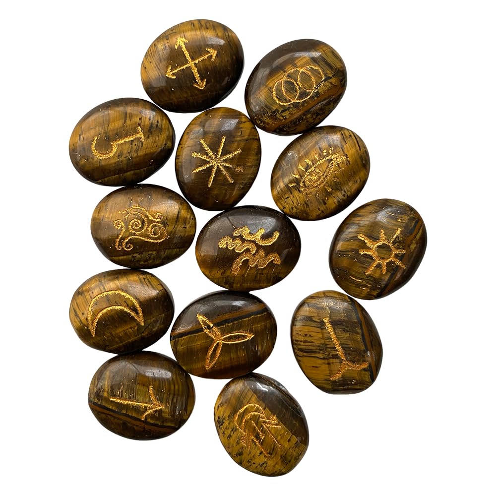 VIE Witches Rune Set with Pouch, Tiger's Eye