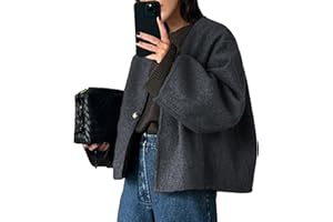 HOTIAN Women Cropped Wool Blend Coats Long Sleeve Coat Jacket Peacoat Fall Winter Outwear Overcoat